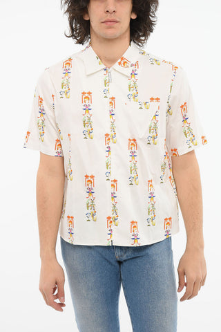 Printed ALL CHINESE Short-sleeved Shirt with Zip Fastening