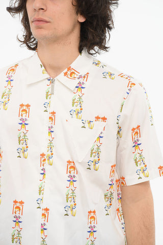 Printed ALL CHINESE Short-sleeved Shirt with Zip Fastening