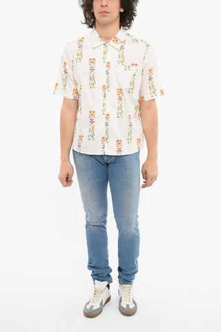 Printed ALL CHINESE Short-sleeved Shirt with Zip Fastening