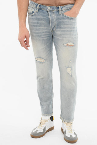 Distressed JACK Denims with Tapered-fit and Light Wash 17cm