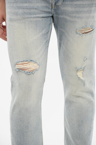 Distressed JACK Denims with Tapered-fit and Light Wash 17cm