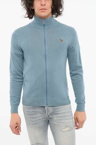 Felpa Zip Up con Mock Neck e Ricamo