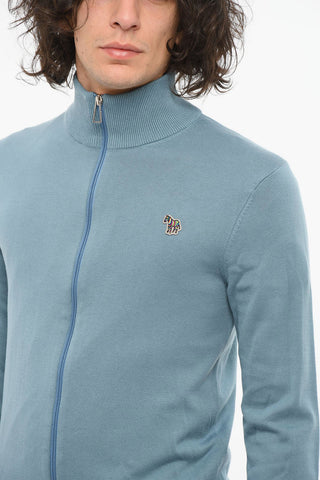 Felpa Zip Up con Mock Neck e Ricamo