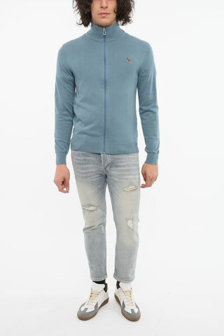 Felpa Zip Up con Mock Neck e Ricamo