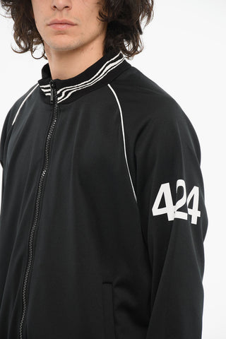 Jersey Zip-up Sweatshirt with Logo Print