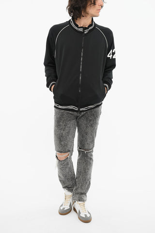 Jersey Zip-up Sweatshirt with Logo Print