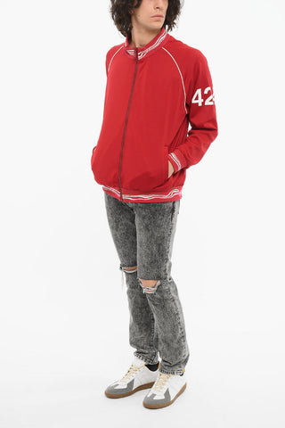 Jersey Zip-up Sweatshirt with Logo Print