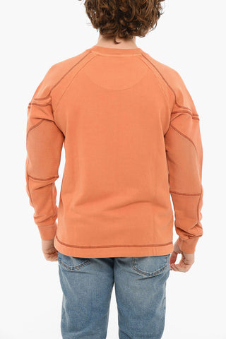 Brushed Cotton S-RIBAL Crewneck Sweatshirt With Visible Seams