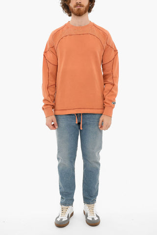 Brushed Cotton S-RIBAL Crewneck Sweatshirt With Visible Seams