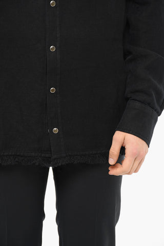 Tone On Tone Animalier Print Shirt With Raw Cut Bottom