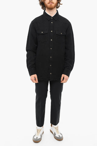 Tone On Tone Animalier Print Shirt With Raw Cut Bottom