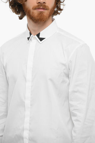 Printed Collar Long Sleeved Shirt