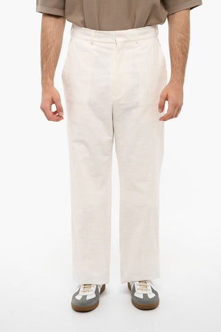 Pantaloni In Cotone Fiammato Wide Leg