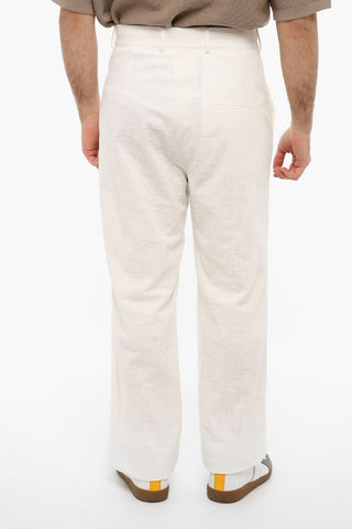 Pantaloni In Cotone Fiammato Wide Leg