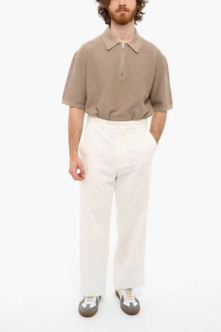 Pantaloni In Cotone Fiammato Wide Leg