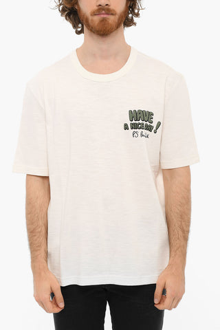 Slub Cotton Printed NICE DAY Short Sleeved T-shirt