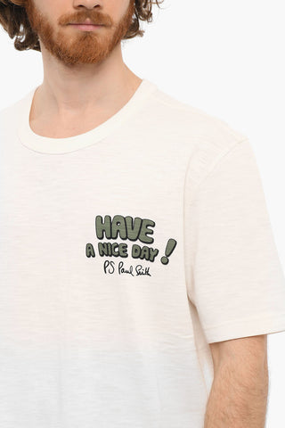Slub Cotton Printed NICE DAY Short Sleeved T-shirt