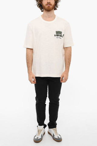 Slub Cotton Printed NICE DAY Short Sleeved T-shirt