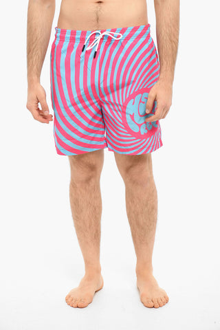 Awning Striped Two-Tone Swim Shorts