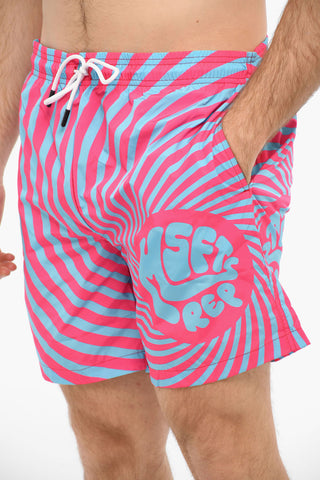 Awning Striped Two-Tone Swim Shorts