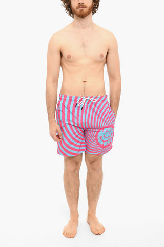 Awning Striped Two-Tone Swim Shorts