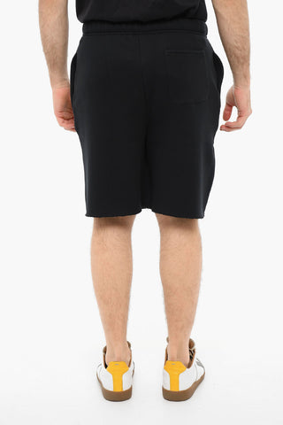 Jogger Shorts With logo print And Raw Cut Bottom