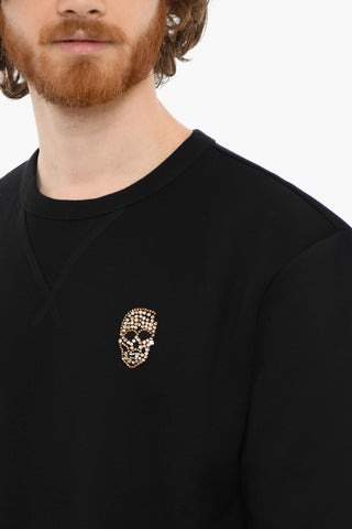 Felpa Girocollo Con Teschio Strass