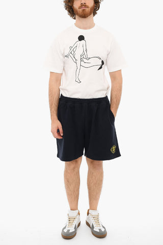 Embroidered Logo Brushed Cotton Shorts