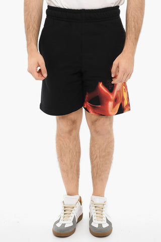 Shorts In Cotone Garzato Stampati Con Coulisse