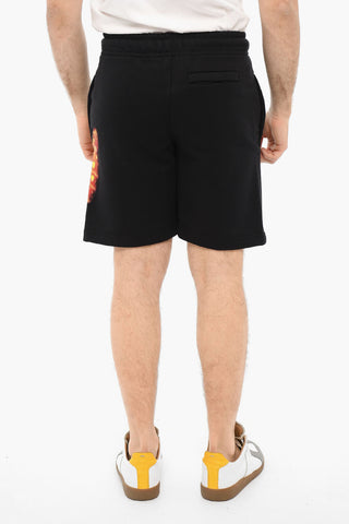 Shorts In Cotone Garzato Stampati Con Coulisse