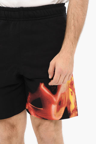 Shorts In Cotone Garzato Stampati Con Coulisse