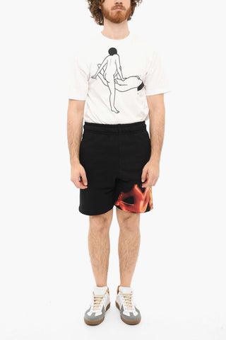 Shorts In Cotone Garzato Stampati Con Coulisse