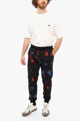 Printed INK SPILL Brushed Cotton Joggers With Drawstrings