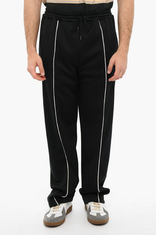 Contrasting Bands Joggers With Drawstrings
