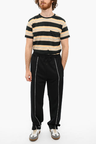 Contrasting Bands Joggers With Drawstrings