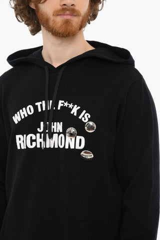 Embroidered Hoodie With Pins And Drawstrings