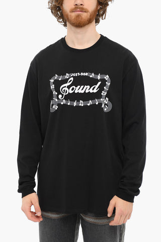 Crewneck Embroidered Logo Long Sleeved T-shirt