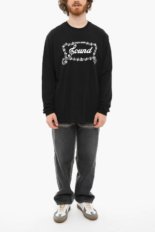 Crewneck Embroidered Logo Long Sleeved T-shirt