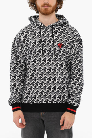 Embroidered Logo Printed Brushed Cotton Hoodie