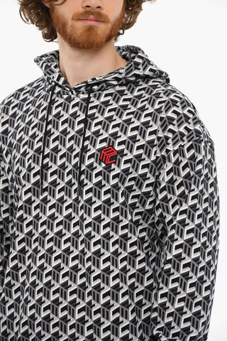 Embroidered Logo Printed Brushed Cotton Hoodie