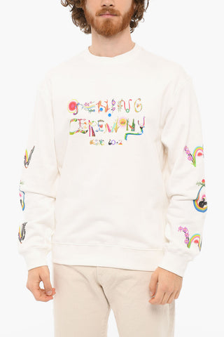 Printed Brushed Cotton PAINTING Crewneck Sweatshirt