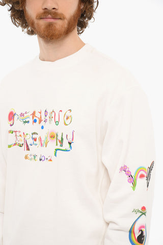 Printed Brushed Cotton PAINTING Crewneck Sweatshirt
