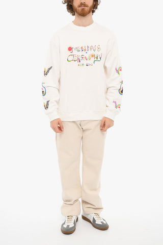 Printed Brushed Cotton PAINTING Crewneck Sweatshirt