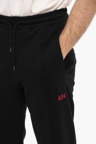 Brushed cotton joggers With Embroidered logo And Drawstrings