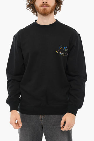 Logo Print brushed cotton SMILE Crewneck sweatshirt