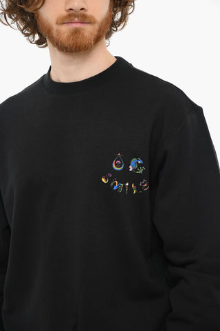Logo Print brushed cotton SMILE Crewneck sweatshirt