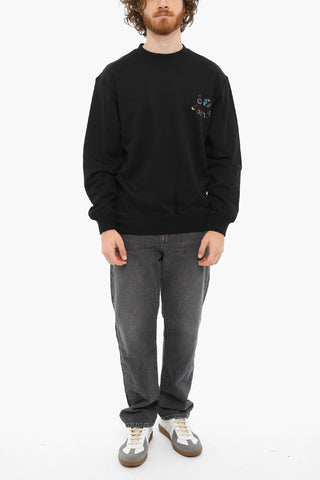Logo Print brushed cotton SMILE Crewneck sweatshirt