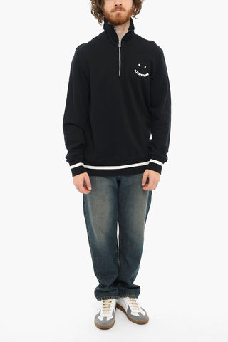 Logo Print HAPPY Brushed Cotton Sweatshirt