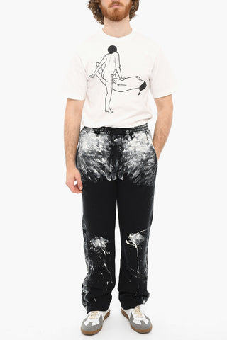 Raw Cut Ankles Joggers With Brushstrokes