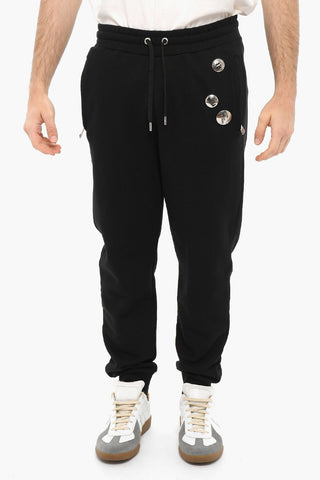 Brushed Cotton Joggers With Pins And Drawstrings
